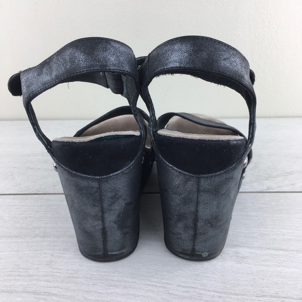 Antelope Metallic Black 772 Wedge Sandals Studded - Picture 6 of 8